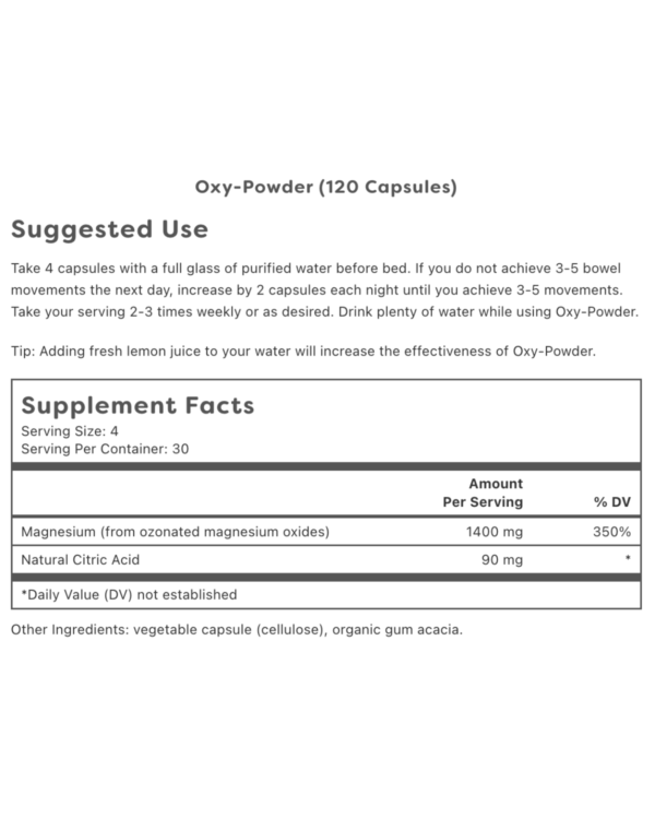 Oxy Powder Supplement Facts