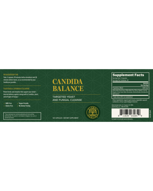 Global Healing Candida Balance Label